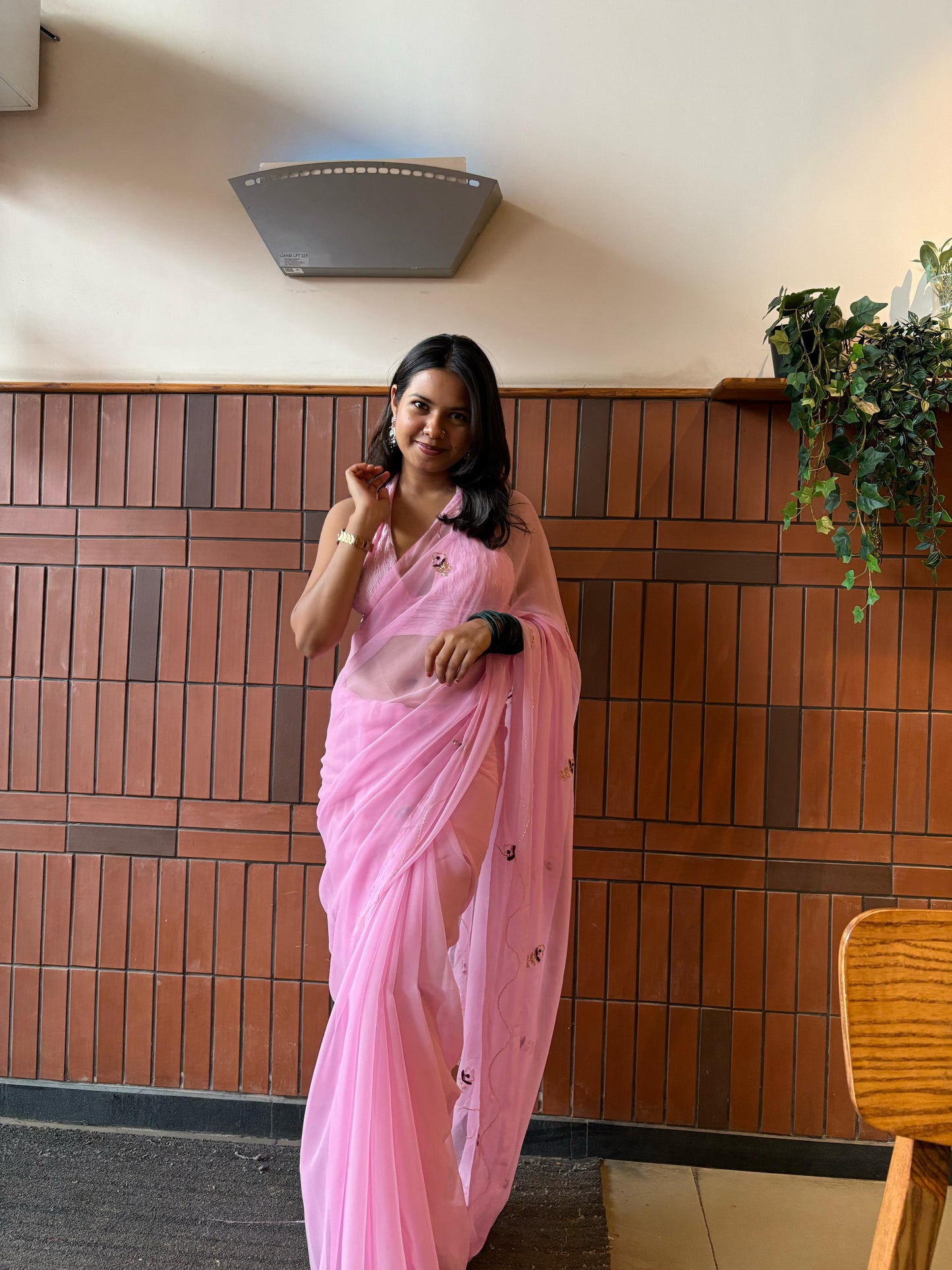 Blush Pink Georgette Saree